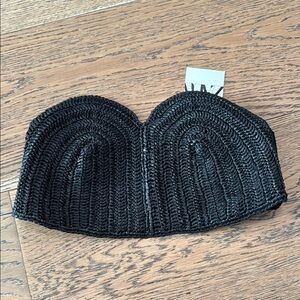 Zara Black Woven Crop Top